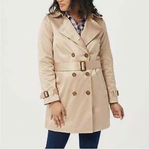 New Joan Rivers Plus size Khaki full length rain coat with belt 3X